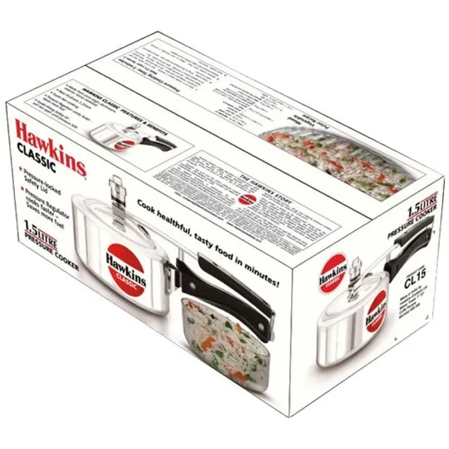 Hawkins Aluminium Inner Lid Pressure Cooker - Bakelite Handle, Silver, Classic, CL15 - Image 2