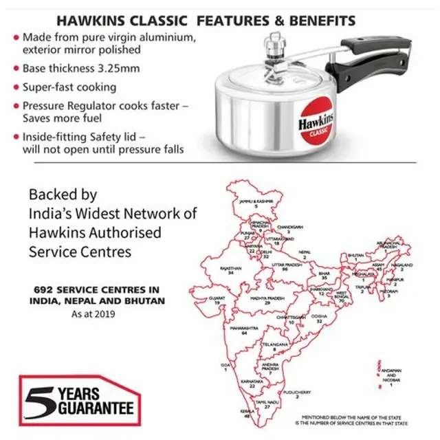 Hawkins Aluminium Inner Lid Pressure Cooker - Bakelite Handle, Silver, Classic, CL15 - Image 4