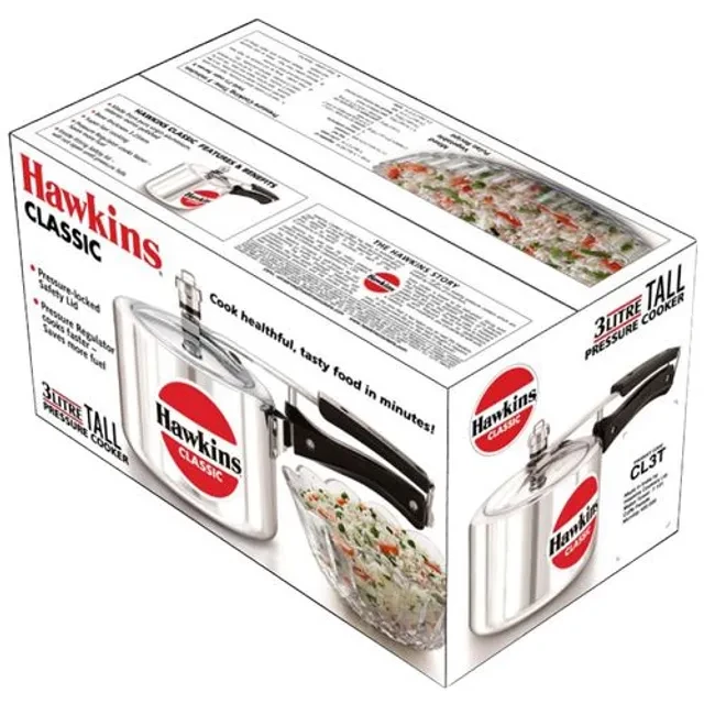 Hawkins Classic Aluminium Inner Lid Pressure Cooker - Bakelite Handle, Silver, CL3T - Image 2