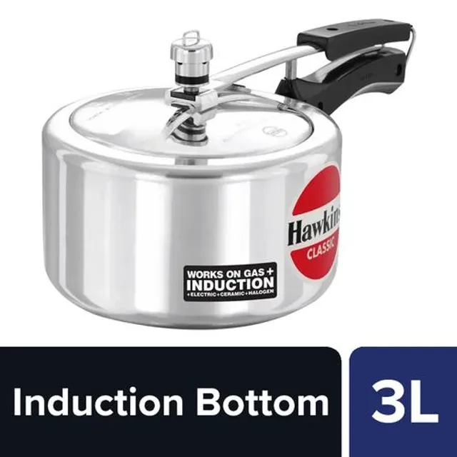 Hawkins Classic Aluminium Inner Lid Pressure Cooker - Wide, Induction Base, With Handle, Silver, CL3W Hawkins Classic Aluminium Inner Lid Pressure Cooker - Wide, Induction Base, With Handle, Silver, CL3W--3 l