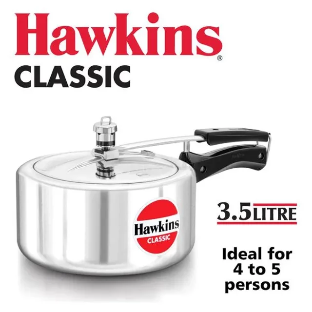 Hawkins Classic Aluminium Inner Lid Pressure Cooker - With Handle, Silver, CL35 - Image 2