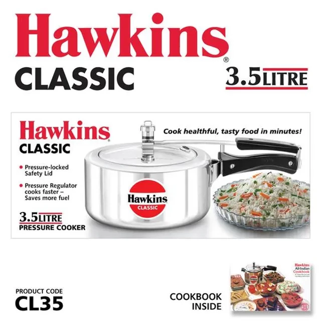 Hawkins Classic Aluminium Inner Lid Pressure Cooker - With Handle, Silver, CL35 - Image 3
