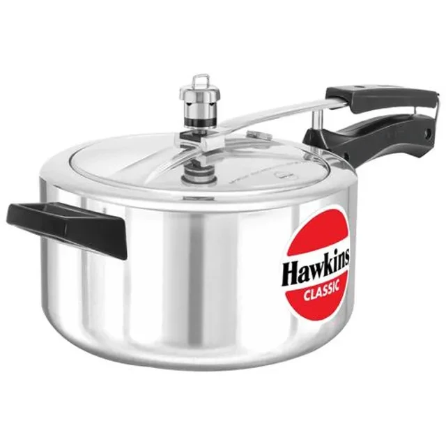 Hawkins Classic Aluminium Inner Lid Pressure Cooker - With Handle, Silver, CL40 Hawkins Classic Aluminium Inner Lid Pressure Cooker - With Handle, Silver, CL40--4 l