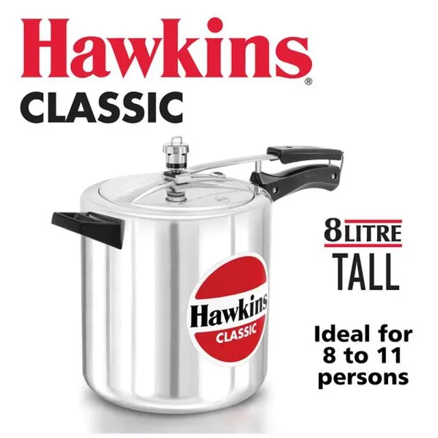Hawkins Classic Aluminium Inner Lid Pressure Cooker - With Handle, Silver, CL8T - Image 2