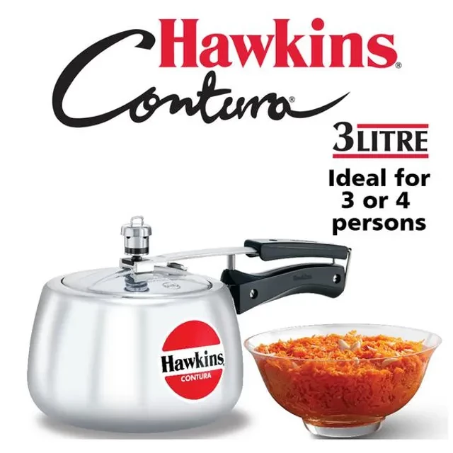 Hawkins Contura Aluminium Inner Lid Pressure Cooker - With Handle, Silver, HC30 - Image 2