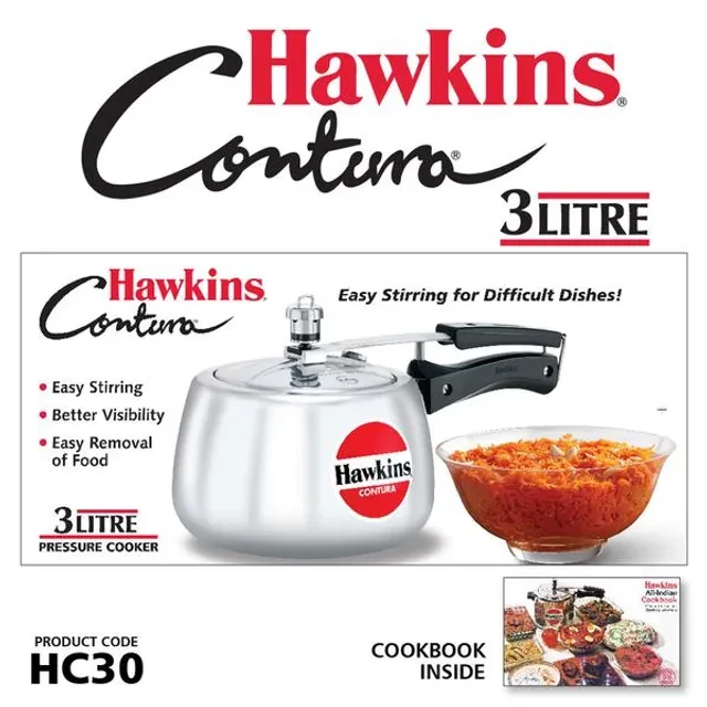 Hawkins Contura Aluminium Inner Lid Pressure Cooker - With Handle, Silver, HC30 - Image 3
