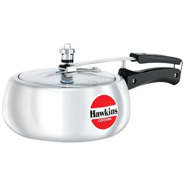 Hawkins Contura Aluminium Inner Lid Pressure Cooker - With Handle, Silver, HC35 Hawkins Contura Aluminium Inner Lid Pressure Cooker - With Handle, Silver, HC35--3.5 l