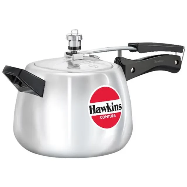 Hawkins Contura Aluminium Inner Lid Pressure Cooker - With Handle, Silver, HC40 Hawkins Contura Aluminium Inner Lid Pressure Cooker - With Handle, Silver, HC40--4 l