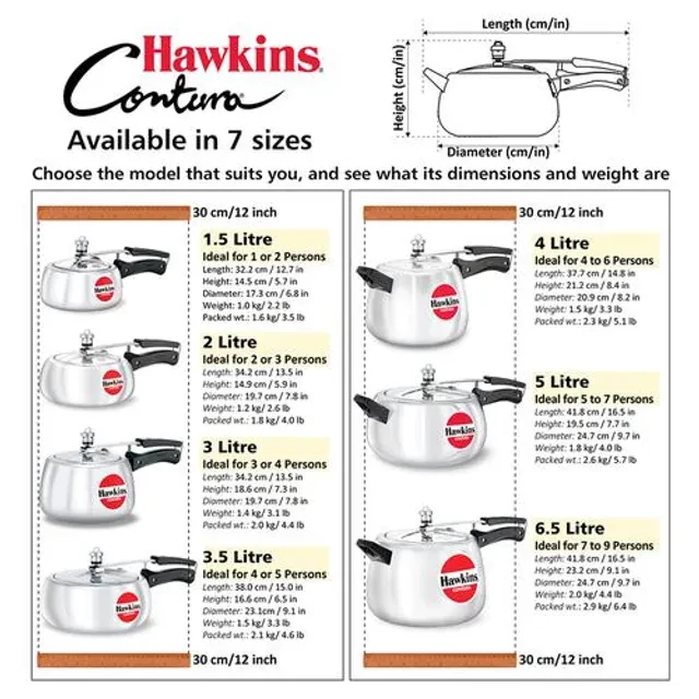 Hawkins Contura Aluminium Inner Lid Pressure Cooker - With Handle, Silver, HC40 - Image 7