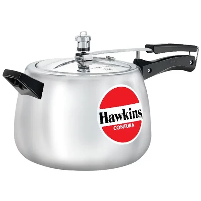 Hawkins Contura Aluminium Inner Lid Pressure Cooker - With Handle, Silver, HC65 Hawkins Contura Aluminium Inner Lid Pressure Cooker - With Handle, Silver, HC65--6.5 l