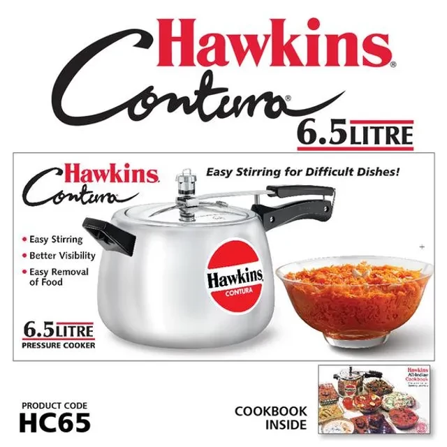 Hawkins Contura Aluminium Inner Lid Pressure Cooker - With Handle, Silver, HC65 - Image 3
