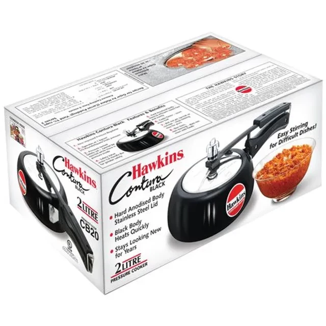 Hawkins Contura Hard Anodised Black Inner Lid Pressure Cooker - With Handle, CB20 - Image 3