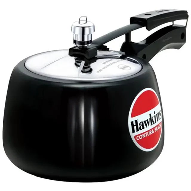 Hawkins Contura Hard Anodised Black Inner Lid Pressure Cooker - With Handle, CB30 Hawkins Contura Hard Anodised Black Inner Lid Pressure Cooker - With Handle, CB30--3 l