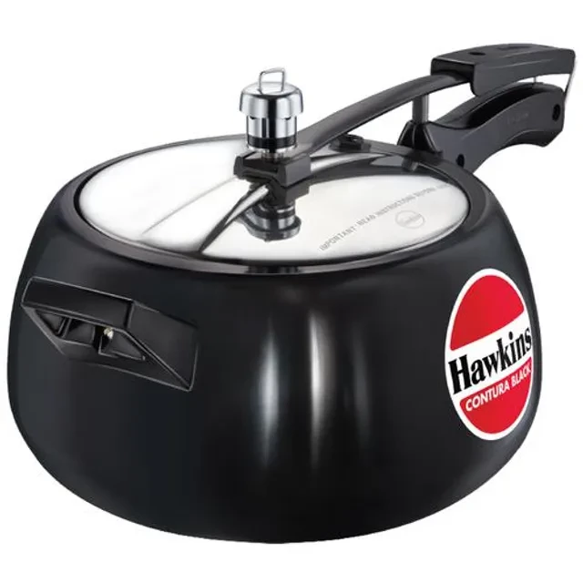 Hawkins Contura Hard Anodised Black Inner Lid Pressure Cooker - With Handle, CB50 - Image 1