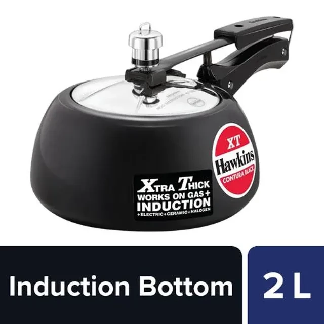 Hawkins Contura Hard Anodised Black Inner Lid Pressure Cooker - Xtra Thick & Induction Base, CXT20 Hawkins Contura Hard Anodised Black Inner Lid Pressure Cooker - Xtra Thick & Induction Base, CXT20--2 l