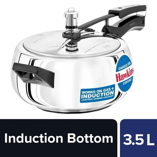 Hawkins Contura Stainless Steel Inner Lid Pressure Cooker - Induction Base, Silver, SSC35 - Image 1