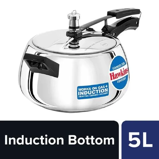 Hawkins Contura Stainless Steel Inner Lid Pressure Cooker - Induction Base,Silver,SSC50 - Image 1