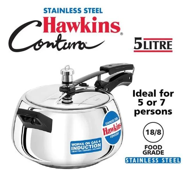 Hawkins Contura Stainless Steel Inner Lid Pressure Cooker - Induction Base,Silver,SSC50 - Image 2