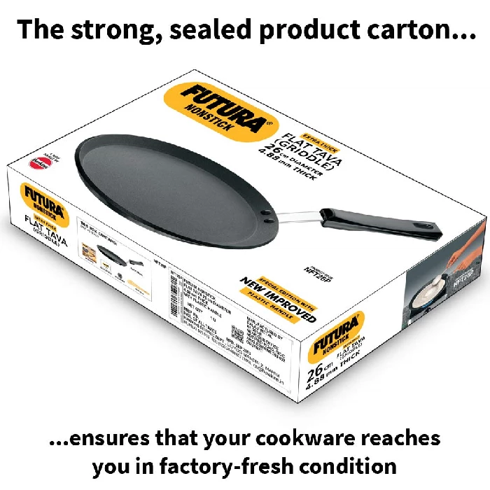 Hawkins Futura 26 cm Flat Tava, Non Stick Tawa with Plastic Handle, Tawa with Rim, Pancake Pan, Flat Pan, Black (NFT26P) - Image 5