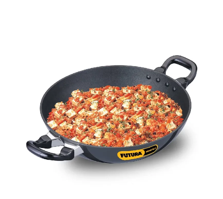 Hawkins Futura Deep Fry Pan, Non Stick Kadai, Round Bottom Kadhai, Black (NK25)
