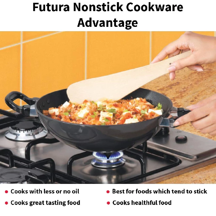 Hawkins Futura Deep Fry Pan, Non Stick Kadai, Round Bottom Kadhai, Black (NK25) - Image 4