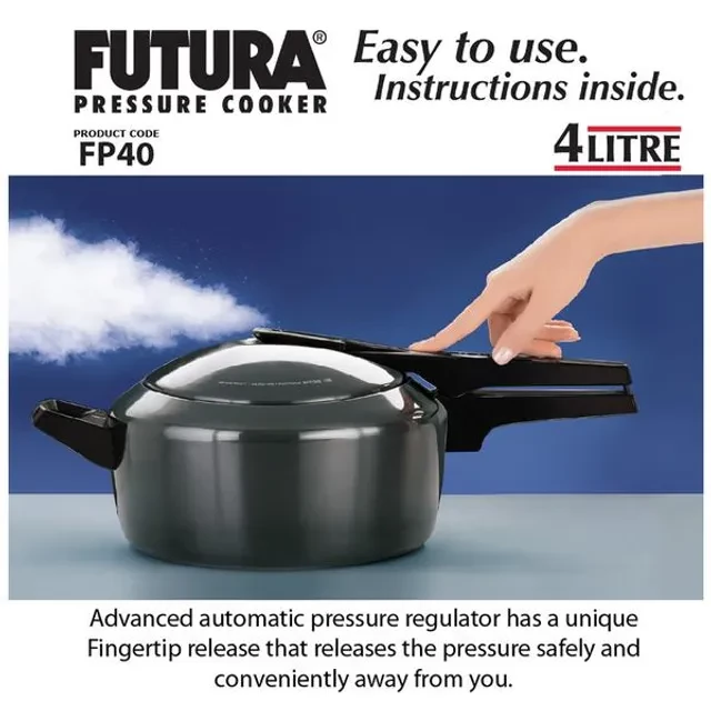 Hawkins Futura Hard Anodised Aluminium Pressure Cooker - Induction Base Black, FP40 - Image 2