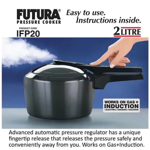 Hawkins Futura Hard Anodised Aluminium Pressure Cooker - Induction Base Black, IFP20 - Image 3