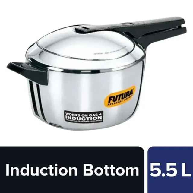 Hawkins Futura Stainless Steel Inner Lid Pressure Cooker - Induction Base Silver, FSS55 Hawkins Futura Stainless Steel Inner Lid Pressure Cooker - Induction Base Silver, FSS55--5.5 l