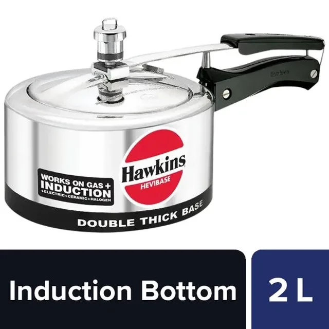 Hawkins Hevibase Aluminium Inner Lid Pressure Cooker - Induction Base, Silver, IH20 Hawkins Hevibase Aluminium Inner Lid Pressure Cooker - Induction Base, Silver, IH20--2 l