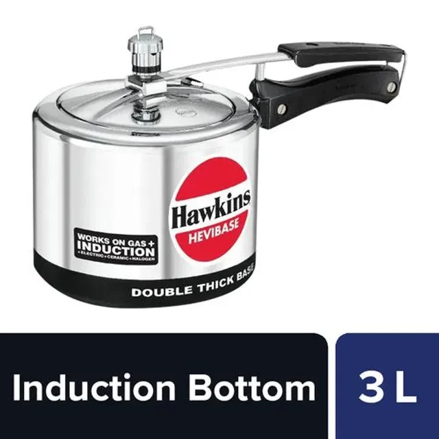 Hawkins Hevibase Aluminium Inner Lid Pressure Cooker - Induction Base, Silver, IH30 Hawkins Hevibase Aluminium Inner Lid Pressure Cooker - Induction Base, Silver, IH30--3 L
