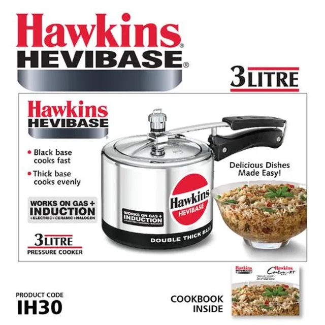 Hawkins Hevibase Aluminium Inner Lid Pressure Cooker - Induction Base, Silver, IH30 - Image 2