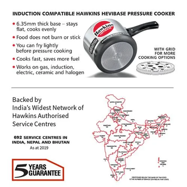 Hawkins Hevibase Aluminium Inner Lid Pressure Cooker - Induction Base, Silver, IH30 - Image 3