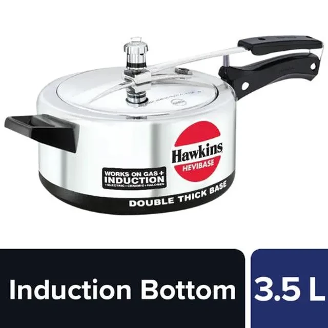 Hawkins Hevibase Aluminium Inner Lid Pressure Cooker - Induction Base, Silver, IH35 Hawkins Hevibase Aluminium Inner Lid Pressure Cooker - Induction Base, Silver, IH35--3.5 l
