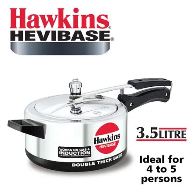 Hawkins Hevibase Aluminium Inner Lid Pressure Cooker - Induction Base, Silver, IH35 - Image 2