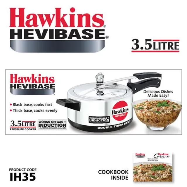 Hawkins Hevibase Aluminium Inner Lid Pressure Cooker - Induction Base, Silver, IH35 - Image 3
