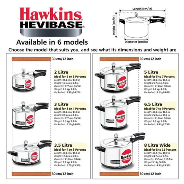 Hawkins Hevibase Aluminium Inner Lid Pressure Cooker - Induction Base, Silver, IH35 - Image 7