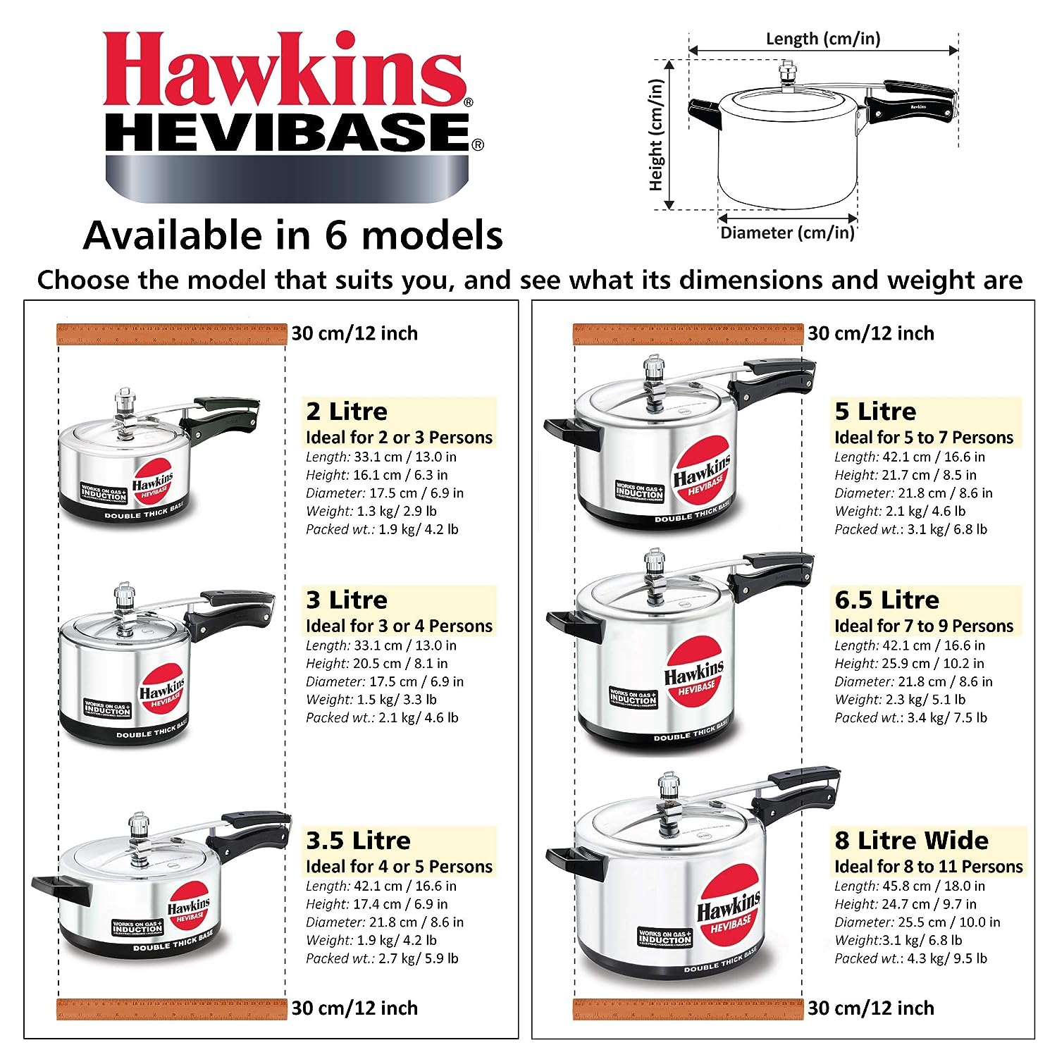 Hawkins Hevibase Aluminium Inner Lid Pressure Cooker - Induction Base, Silver, IH65 - Image 6