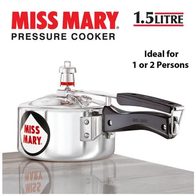 Hawkins Miss Mary Aluminium Inner Lid Pressure Cooker - With Handle, Silver, MM15 - Image 2