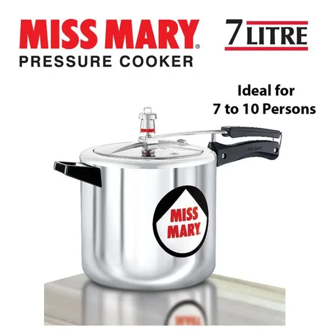 Hawkins Miss Mary Aluminium Inner Lid Pressure Cooker - With Handle, Silver, MM70 - Image 2