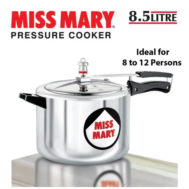 Hawkins Miss Mary Aluminium Inner Lid Pressure Cooker - With Handle, Silver, MM85 - Image 2
