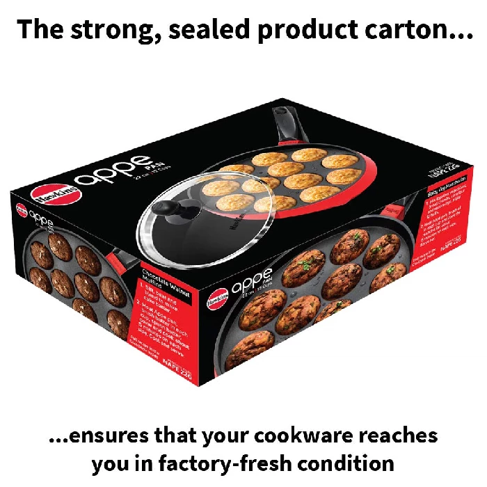 Hawkins Nonstick Appe Pan with Glass Lid, 12 Cups, Diameter 22 cm, Black (NAPE22G), Cast Aluminium, Red - Image 4