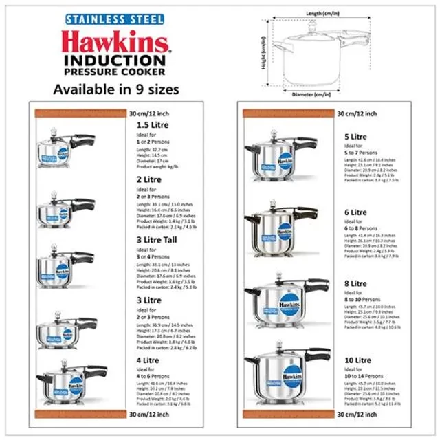 Hawkins Stainless Steel Inner Lid Pressure Cooker - Induction Base, With Handle, Silver, HSS3W - Image 3