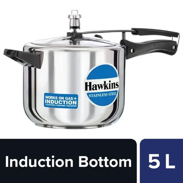 Hawkins Stainless Steel Inner Lid Pressure Cooker - Induction Base, With Handle, Silver, HSS50 - Image 1