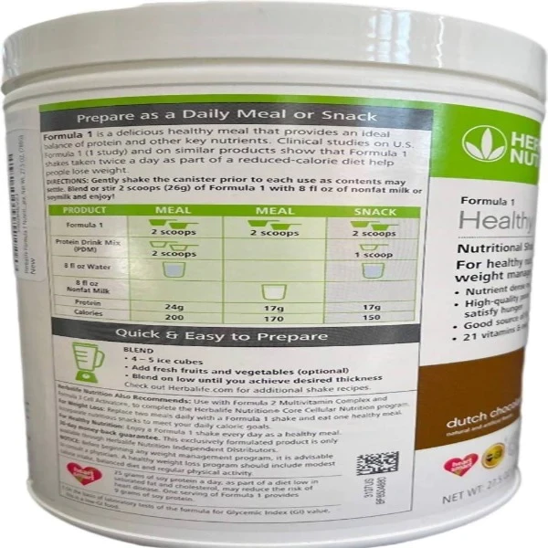 Herbalife Nutrition Formula 1 Nutritional Shake Mix - Dutch Chocolate Flavour - Image 3