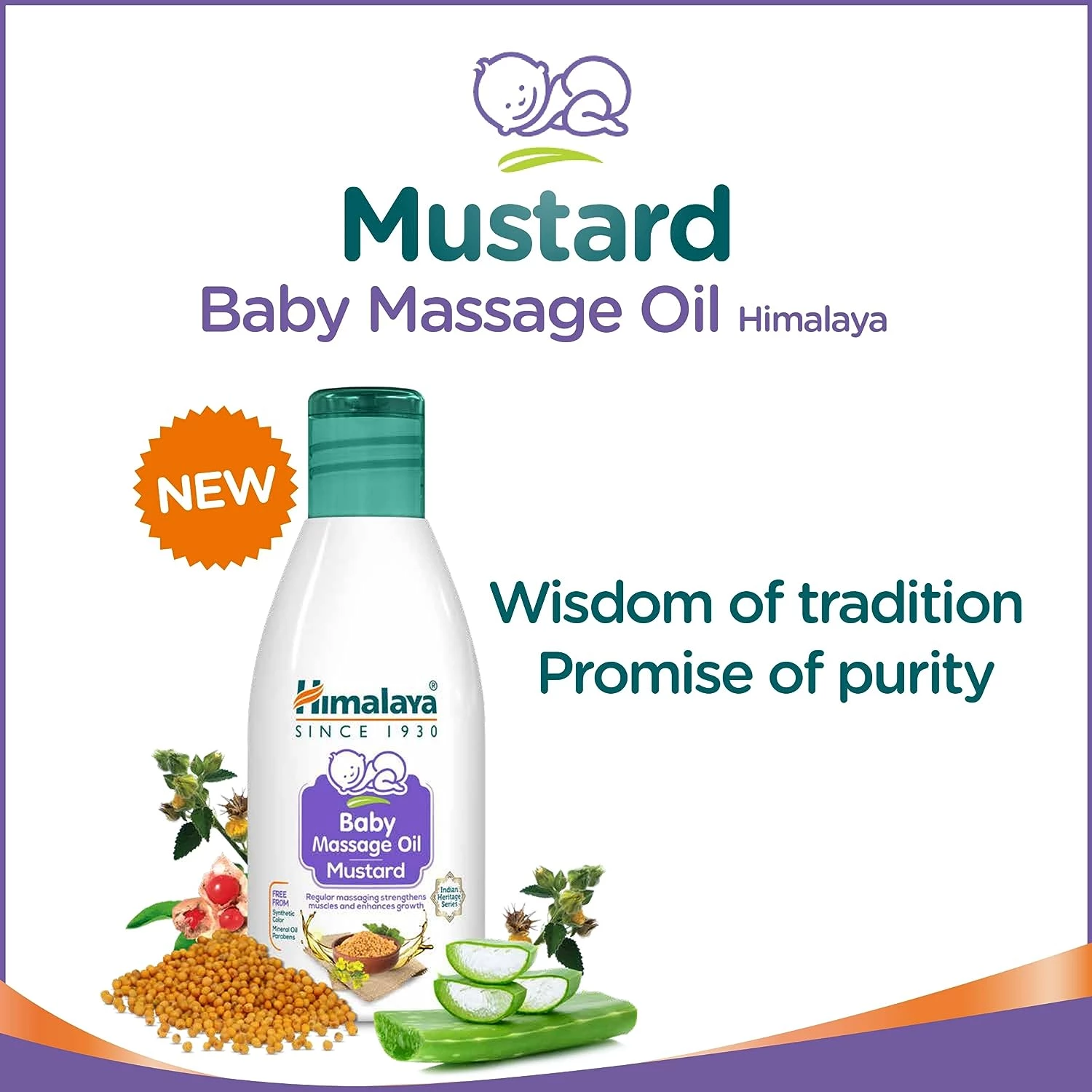 Himalaya Baby Gift Pack Series - White & Himalaya Baby Massage Oil (Mustard) - Image 4