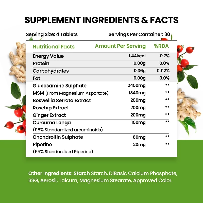 Himalayan Organics Glucosamine Chondroitin & MSM Vegetarian Tablets - Image 2