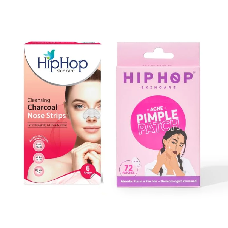 HipHop Skincare Acne Pimple Patch-72 Patches & Cleansing Charcoal Nose Strips HipHop Skincare Acne Pimple Patch-72 Patches & Cleansing Charcoal Nose Strips-Pack Size-Combo of 2