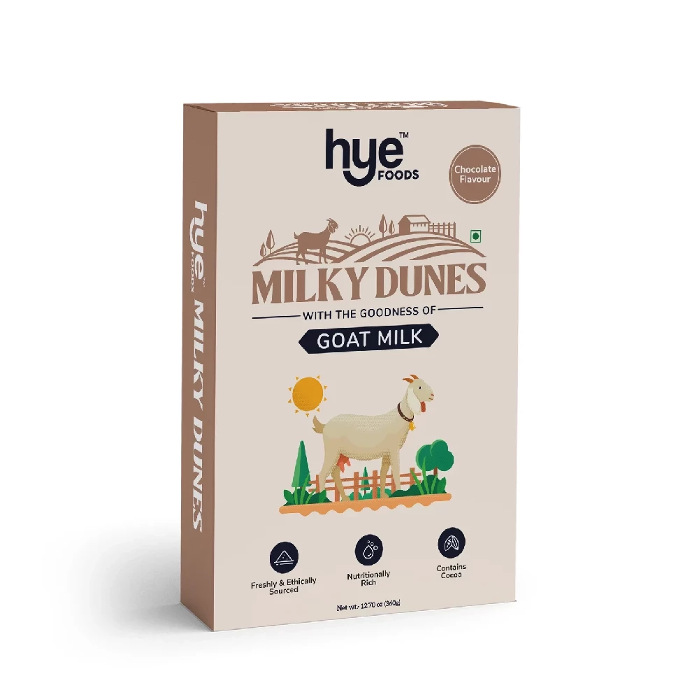 Hye Foods Milky Dunes Goat Milk Powder - Chocolate Flavour Hye Foods Milky Dunes Goat Milk Powder - Chocolate Flavour-Pack Size-360 g