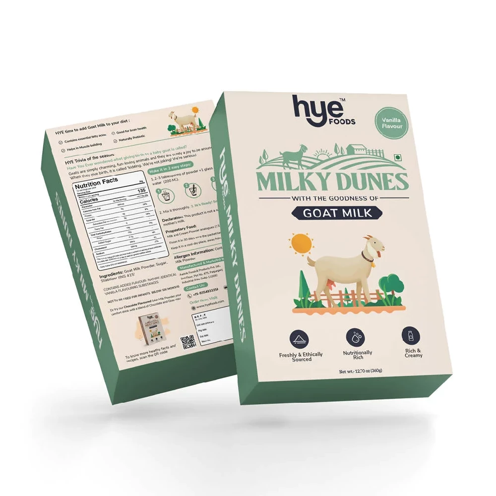 Hye Foods Milky Dunes Goat Milk Powder - Vanilla Flavour Hye Foods Milky Dunes Goat Milk Powder - Vanilla Flavour-Pack Size-360 g