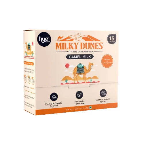Hye Foods Milky Dunes With The Goodness Of Camel Milk-Turmeric & Ashwagandha Flavour Hye Foods Milky Dunes With The Goodness Of Camel Milk-Turmeric & Ashwagandha Flavour-Pack Size-Pack of 15